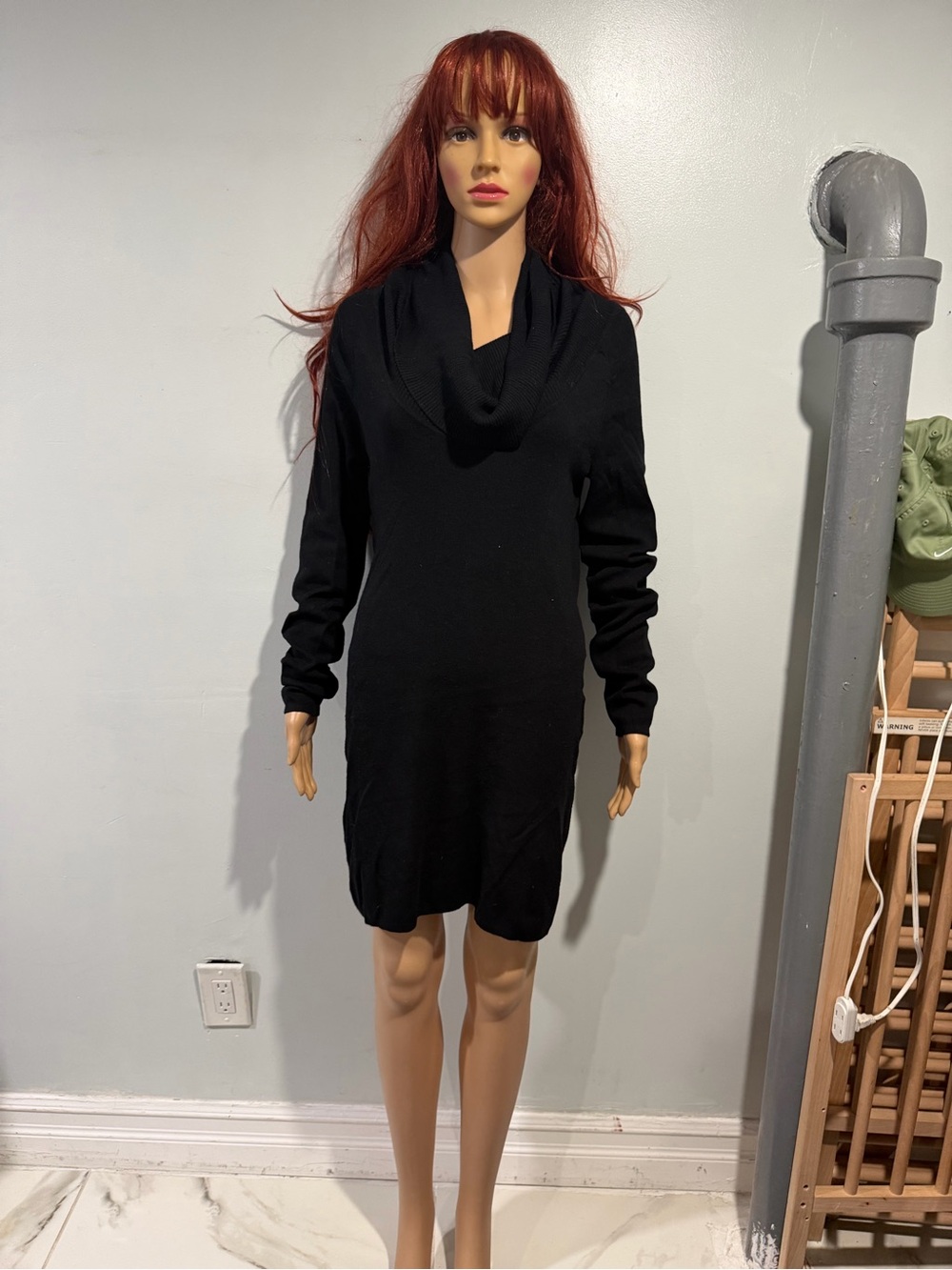Black Cowl Neck Sweater Dress